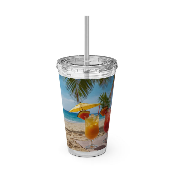 Summer Design 09 on Sunsplash Tumbler with Straw, 16oz