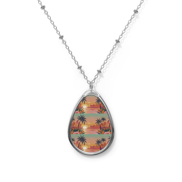 Summer Design 06 on Oval Necklace - Elegant Jewelry for Nature Lovers