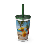 Summer Design 09 on Sunsplash Tumbler with Straw, 16oz