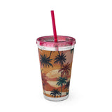 Summer Design 05 on Sunsplash Tumbler with Straw, 16oz