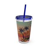 Summer Design 06 on Sunsplash Tumbler with Straw, 16oz