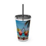 Summer Design 08 on Sunsplash Tumbler with Straw, 16oz