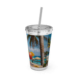 Summer Design 08 on Sunsplash Tumbler with Straw, 16oz