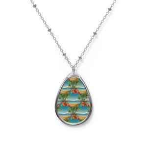 Summer Design 10 on Oval Necklace - Elegant Jewelry for Nature Lovers