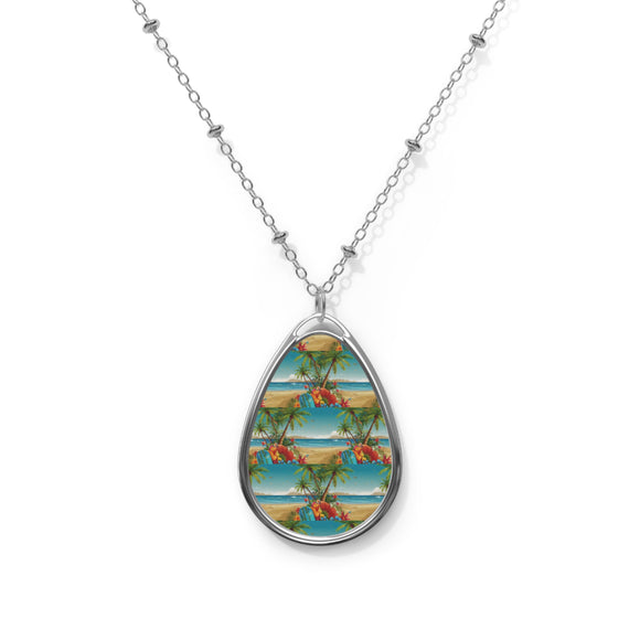 Summer Design 10 on Oval Necklace - Elegant Jewelry for Nature Lovers