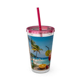 Summer Design 08 on Sunsplash Tumbler with Straw, 16oz