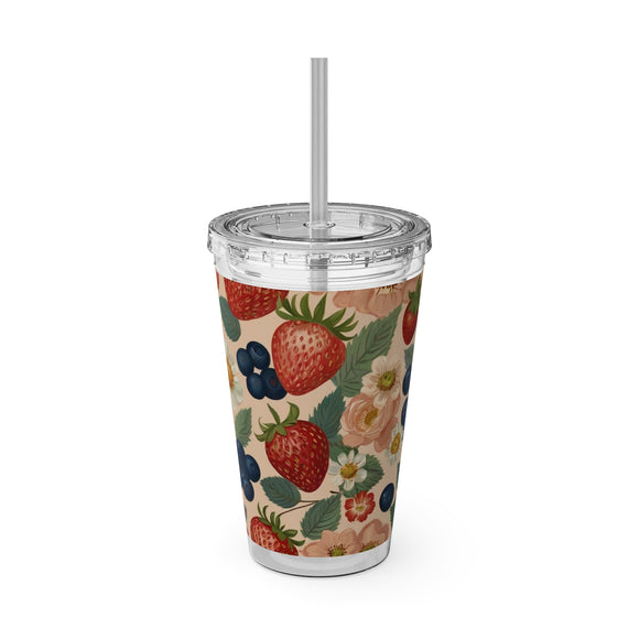 Summer Design 03 on Sunsplash Tumbler with Straw, 16oz