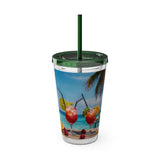 Summer Design 08 on Sunsplash Tumbler with Straw, 16oz