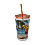 Summer Design 07 on Sunsplash Tumbler with Straw, 16oz