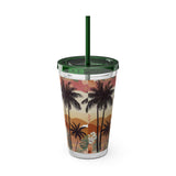 Summer Design 04 on Sunsplash Tumbler with Straw, 16oz