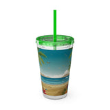 Summer Design 10 on Sunsplash Tumbler with Straw, 16oz