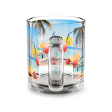 Summer Design 08 on Glass Mug - 10oz Botanical Coffee Cup for Tea Lovers