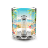 Summer Design 10 on Glass Mug - 10oz Botanical Coffee Cup for Tea Lovers