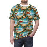 Summer Design 11 on Floral Unisex Cut & Sew Tee - Vibrant Garden Design for Everyday Wear