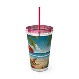 Summer Design 11 on Sunsplash Tumbler with Straw, 16oz