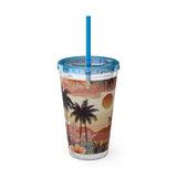 Summer Design 04 on Sunsplash Tumbler with Straw, 16oz