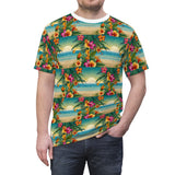 Summer Design 12 on Floral Unisex Cut & Sew Tee - Vibrant Garden Design for Everyday Wear