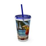 Summer Design 07 on Sunsplash Tumbler with Straw, 16oz
