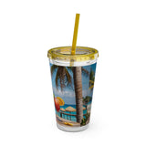 Summer Design 08 on Sunsplash Tumbler with Straw, 16oz