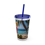 Summer Design 07 on Sunsplash Tumbler with Straw, 16oz