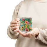 Summer Design 12 on Glass Mug - 10oz Botanical Coffee Cup for Tea Lovers