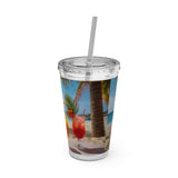 Summer Design 09 on Sunsplash Tumbler with Straw, 16oz