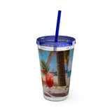 Summer Design 09 on Sunsplash Tumbler with Straw, 16oz