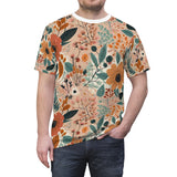Summer Design 01 on Floral Unisex Cut & Sew Tee - Vibrant Garden Design for Everyday Wear