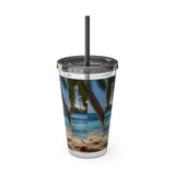 Summer Design 07 on Sunsplash Tumbler with Straw, 16oz