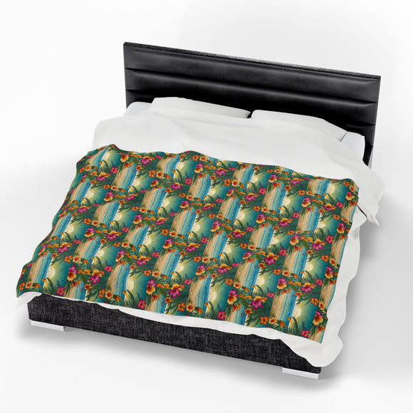 Summer Design 12 on Velveteen Plush Blanket - Perfect for Home Decor and Gifts