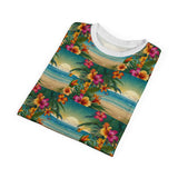 Summer Design 12 on Floral Unisex Cut & Sew Tee - Vibrant Garden Design for Everyday Wear