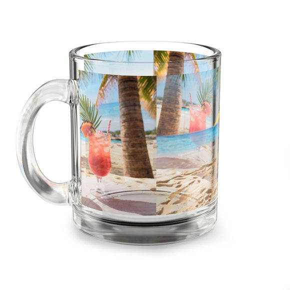 Summer Design 09 on Glass Mug - 10oz Botanical Coffee Cup for Tea Lovers