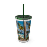 Summer Design 08 on Sunsplash Tumbler with Straw, 16oz
