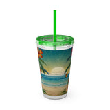 Summer Design 12 on Sunsplash Tumbler with Straw, 16oz