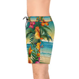Summer Design 12 on Men's Floral Print Swim Shorts - Perfect for Summer Beach Days