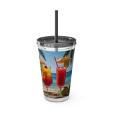 Summer Design 07 on Sunsplash Tumbler with Straw, 16oz