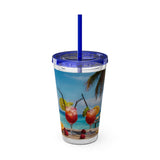 Summer Design 08 on Sunsplash Tumbler with Straw, 16oz