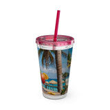 Summer Design 08 on Sunsplash Tumbler with Straw, 16oz