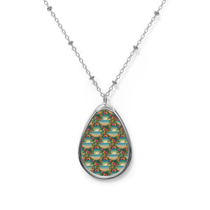 Summer Design 12 on Oval Necklace - Elegant Jewelry for Nature Lovers