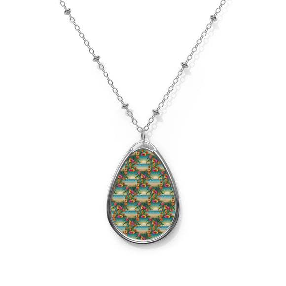 Summer Design 12 on Oval Necklace - Elegant Jewelry for Nature Lovers