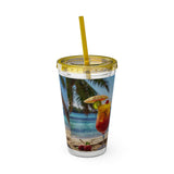 Summer Design 07 on Sunsplash Tumbler with Straw, 16oz