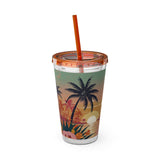 Summer Design 06 on Sunsplash Tumbler with Straw, 16oz