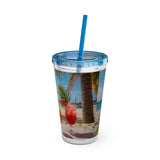 Summer Design 09 on Sunsplash Tumbler with Straw, 16oz