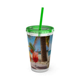 Summer Design 09 on Sunsplash Tumbler with Straw, 16oz