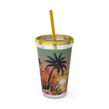 Summer Design 06 on Sunsplash Tumbler with Straw, 16oz