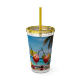 Summer Design 08 on Sunsplash Tumbler with Straw, 16oz