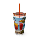Summer Design 07 on Sunsplash Tumbler with Straw, 16oz