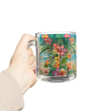 Summer Design 12 on Glass Mug - 10oz Botanical Coffee Cup for Tea Lovers