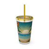 Summer Design 12 on Sunsplash Tumbler with Straw, 16oz