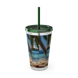 Summer Design 07 on Sunsplash Tumbler with Straw, 16oz